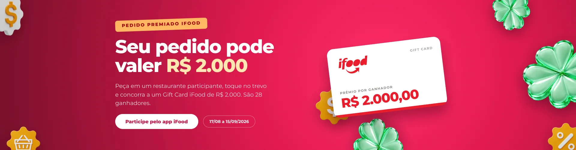 Sorteio: Sorteio iFood Premiado 2026: Concorra a Gift Cards de R$ 2.000