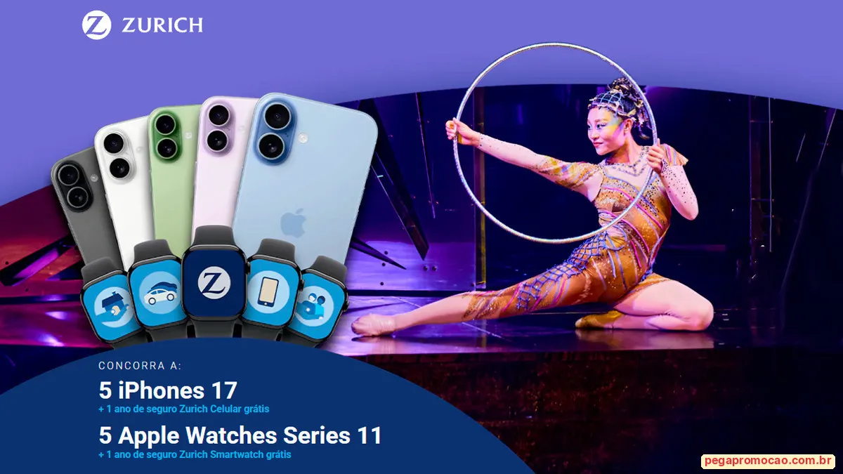 Sorteio: Sorteio Zurich Espetáculo de Prêmios: Concorra a 5 iPhones 17 e 5 Apple Watches Series 11